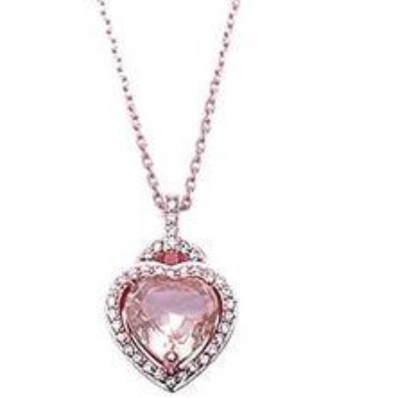 roses_garden Jewelry - 925 S.S. Rose Gold Plated Morganite & CZ Heart